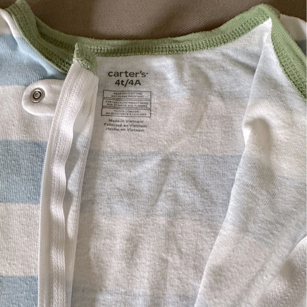 Carters 4t Dinosaur Striped Baby footie pajamas pjs - Picture 4 of 7